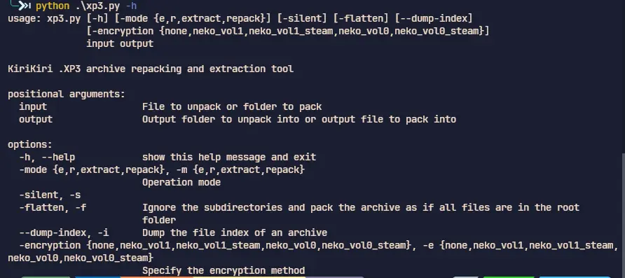 Fig 2.2.5 krkr-xp3 cli arguments