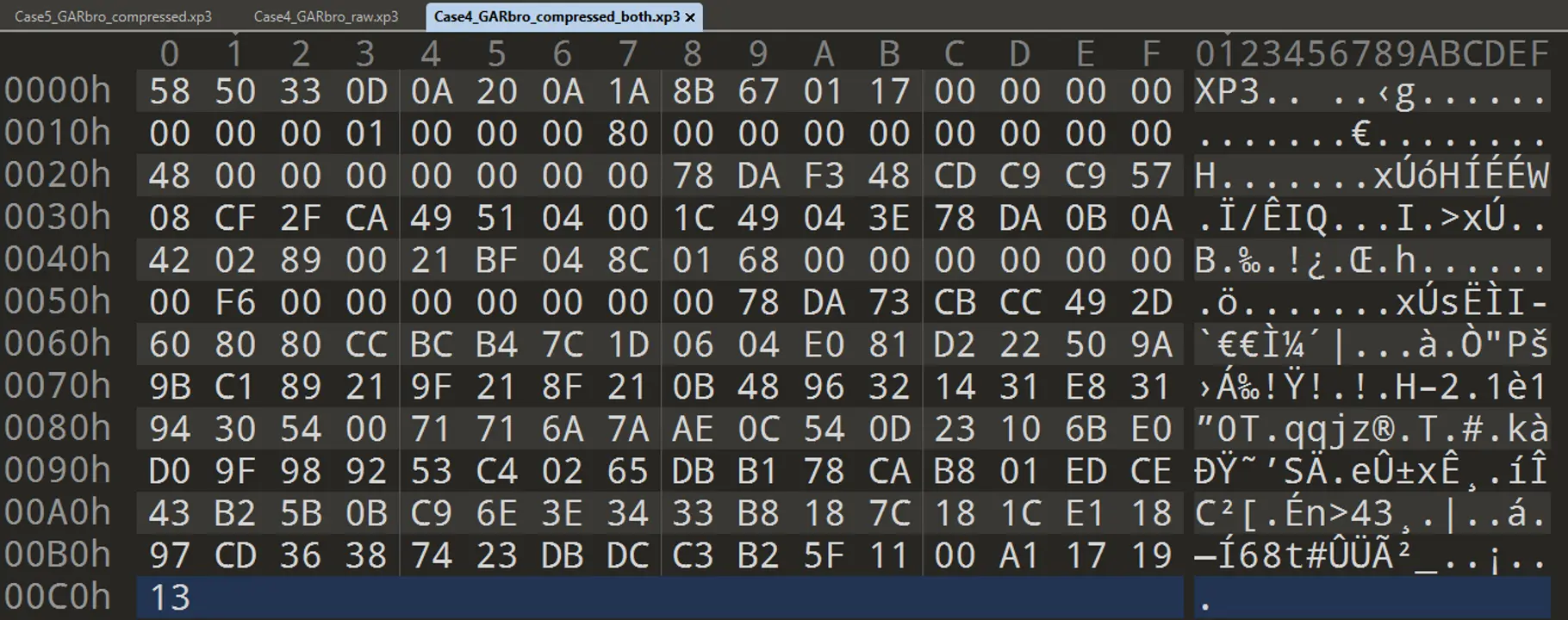 Fig 7.3.1 壓縮了文件數據和索引的 XP3 文件