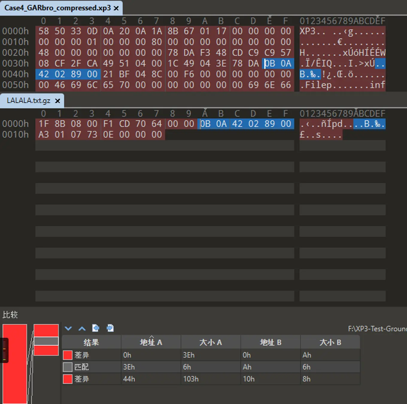 Fig 7.2.5 用 010 Editor 比较第二個文件